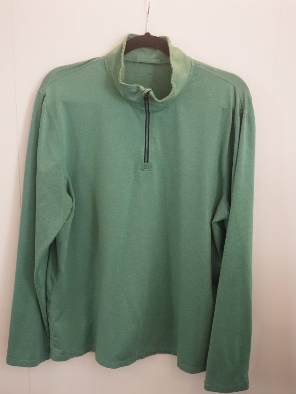 Marine Layer Quarter-Zip Pullover Heather Green Long Sleeve Raglan Men's Large